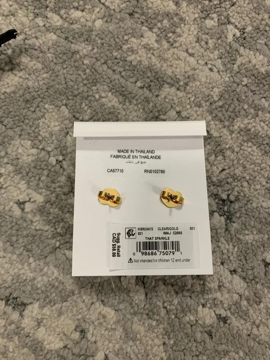 kate spade That Sparkle Gold-Tone Clear Cubic Zirconia Stud Earrings - Picture 3 of 4